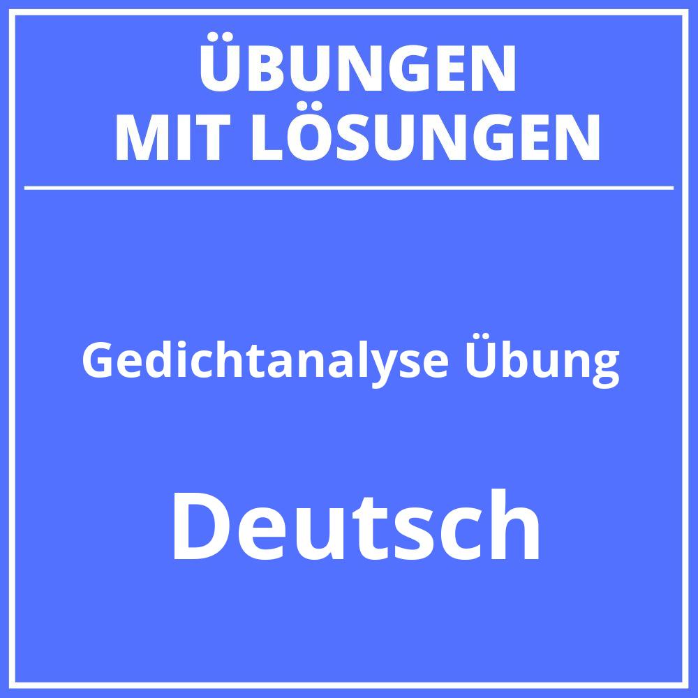 Gedichtanalyse Übung Mit Lösung