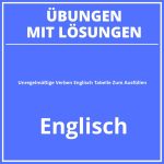 Unregelmäßige Verben Englisch Tabelle Zum Ausfüllen PDF